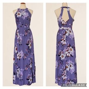 Altar’d State Huelva Maxi Dress Lavender Floral Print Size Medium